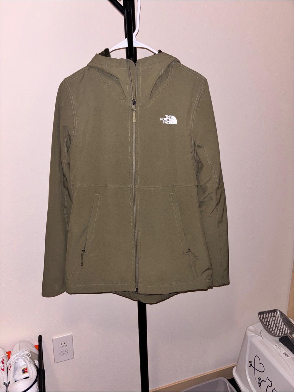 The North Face Olive Hooded Softshell Jacket